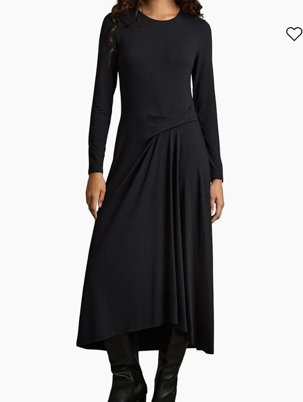 Reiss Black Long-Sleeve Knot-Waist Maxi Dress